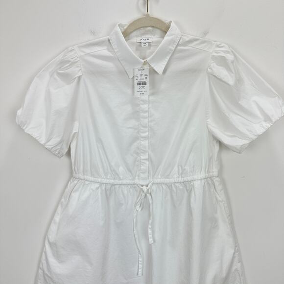 J.Crew Petite Collared Short Sleeve Tie Waist Mini Dress White Classic 8P NWT - Picture 9 of 12